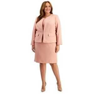 NWT Le Suit Plus Size Two-piece Dress Suit Dusty Rose 24 W MSRP $330